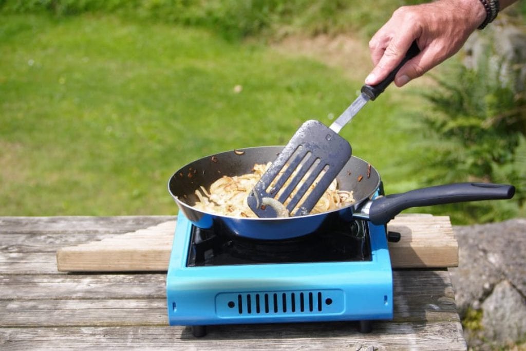 cooking on Portable Camping Stove