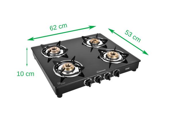 Sunflame Pride 4 Burner Gas Stove design with dimensions