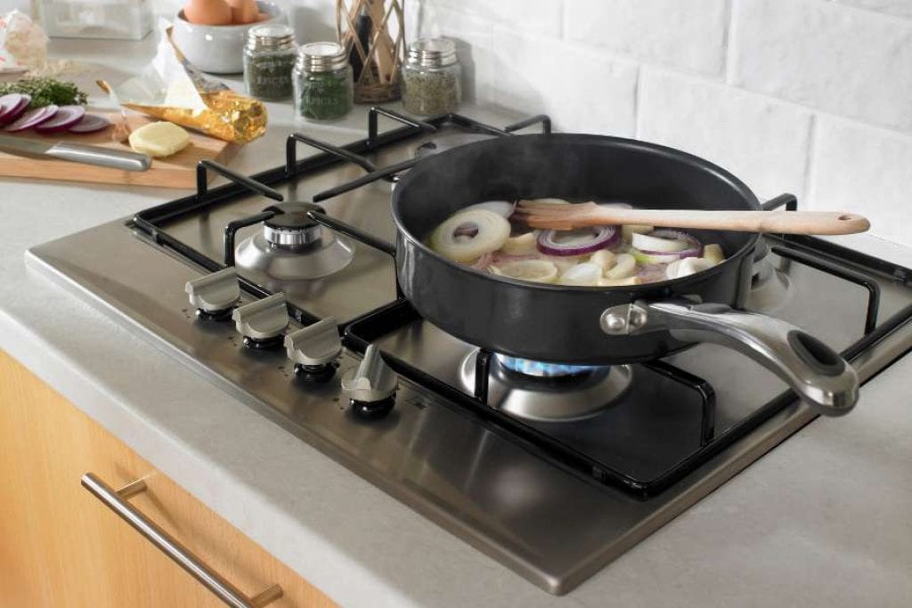 cooking on gas hob