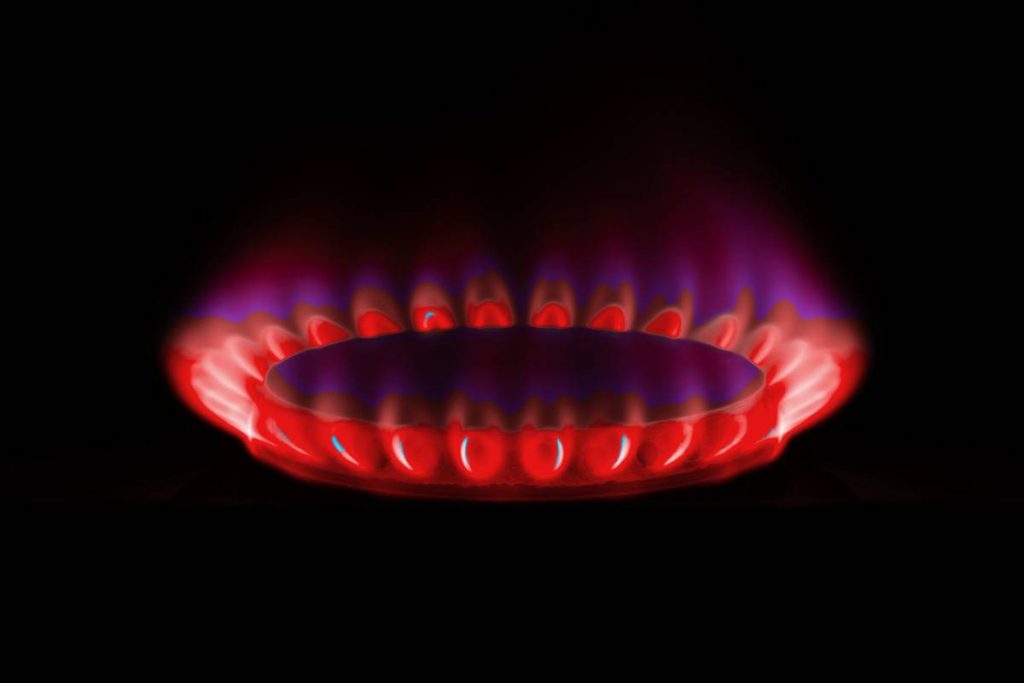 Gas stove with red flame